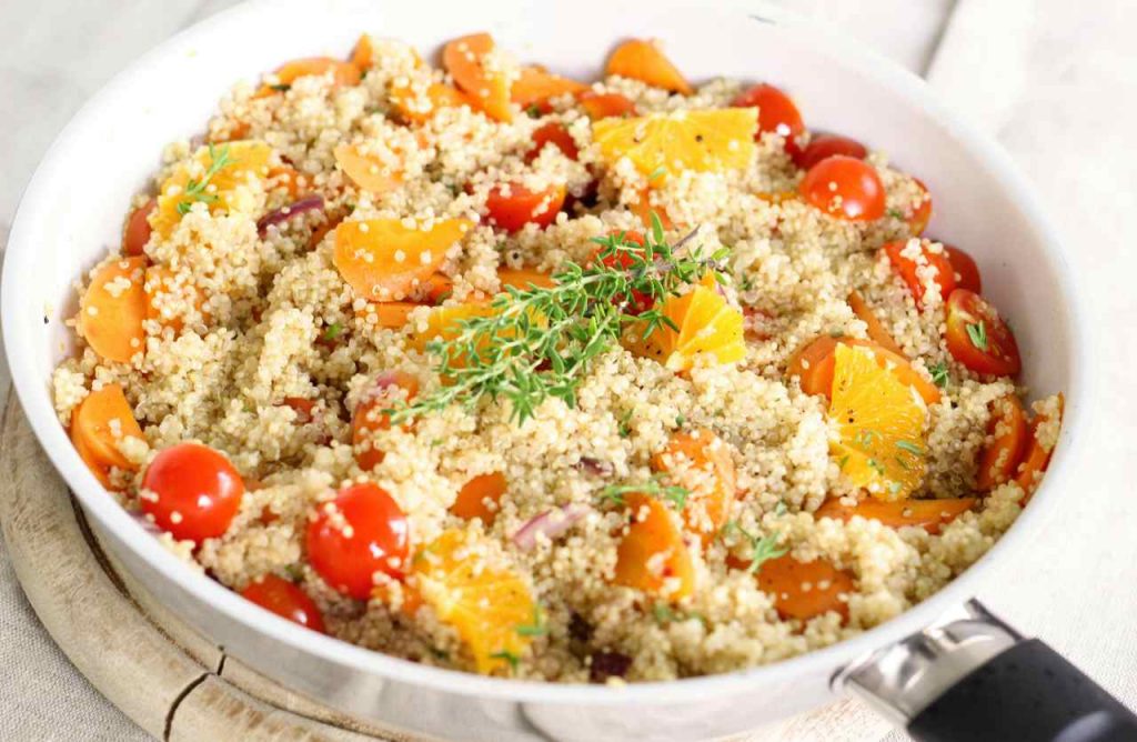 quinoa e gamberi